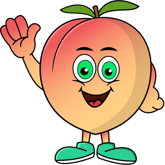 Viva Vegan Peach — Plant-Based Peach mascot
